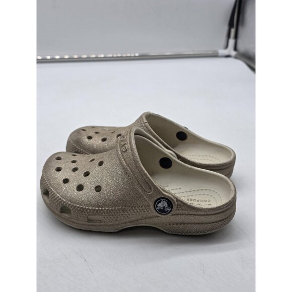 Crocs Shoes Kids Size C11 Gold Glitter Classic Clog Sandals Slip On Comfort - Picture 5 of 11